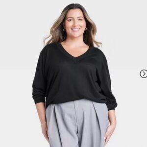 a new day Women's Black V-Neck Sweater